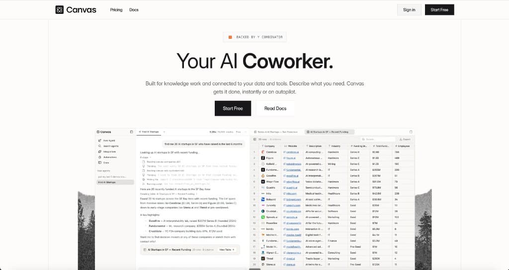 Canvas Coworker landing page